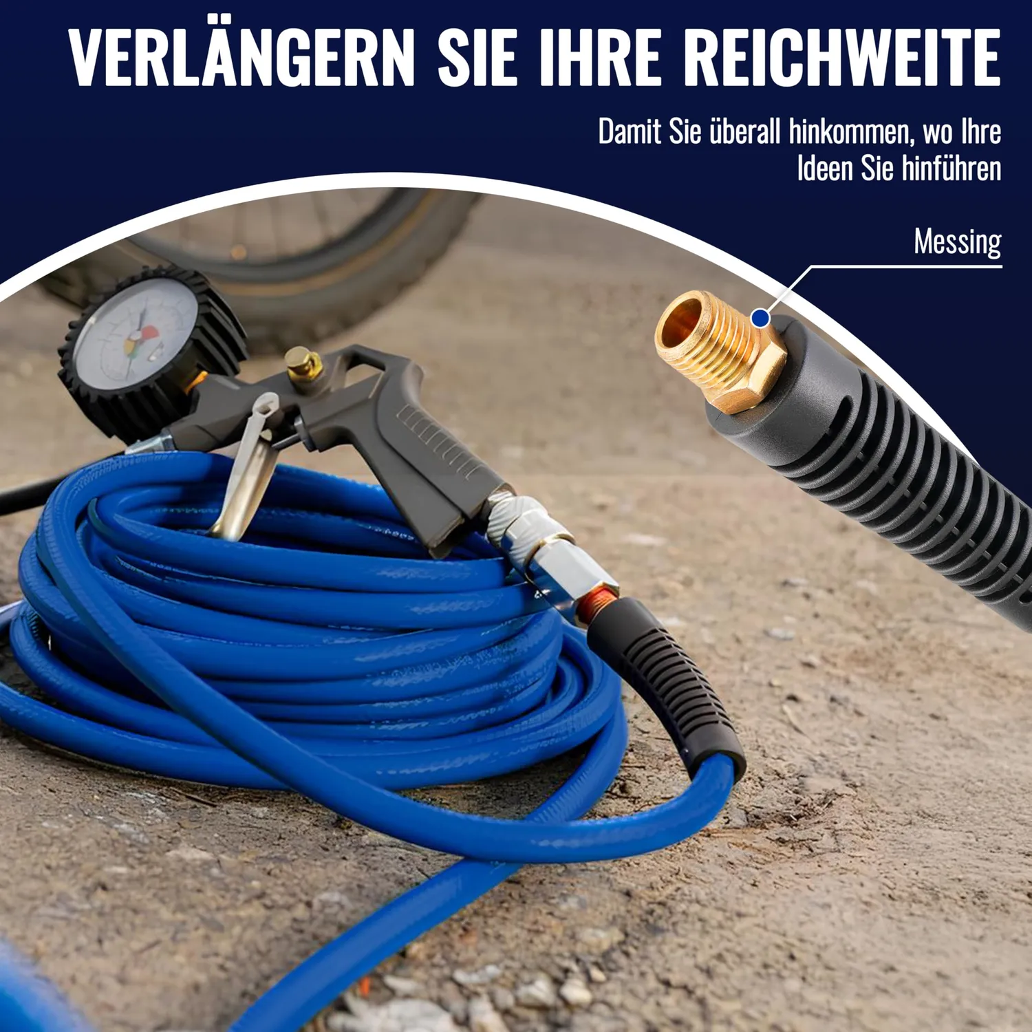 Poppstar Druckluftschlauch Hybrid 20m Blau 20bar