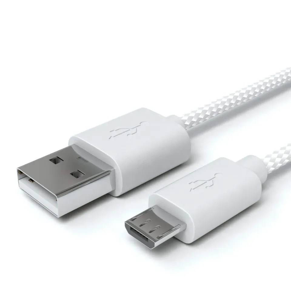 JAMEGA Micro USB Kabel 1m Nylon Ladekabel weiß 2,4A