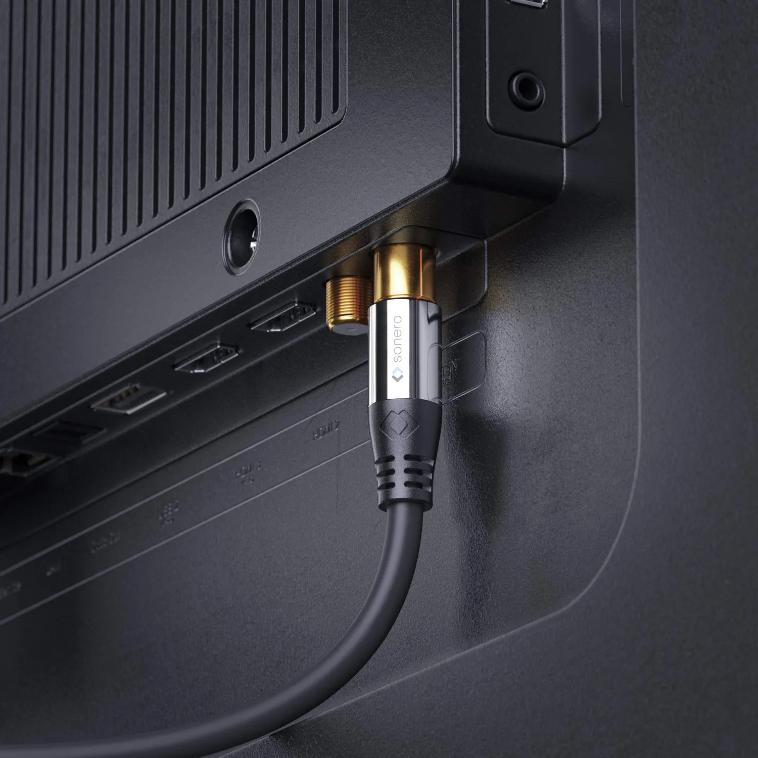 Sonero Antennenkabel 1,5 m Koaxialkabel schwarz 2fach geschirmt
