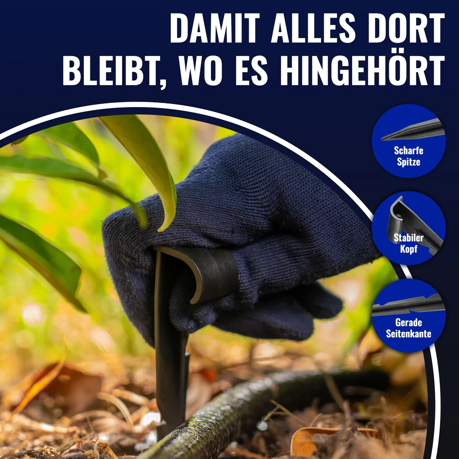 Poppstar Erdspieße für Schläuche 14,5 cm 100 Stück schwarz