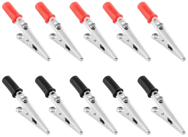 Poppstar Krokodilklemmen 50mm 10 Stück schwarz-rot Metall