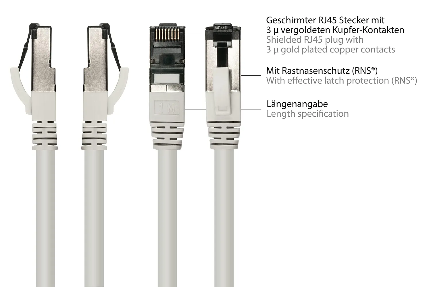 Good Connections Cat 8.1 Patchkabel 1 m grau 40 Gbit/s