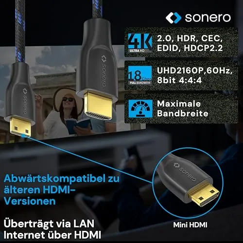 Sonero 4K Mini-HDMI-HDMI-Kabel 1,5 m schwarz 60 Hz