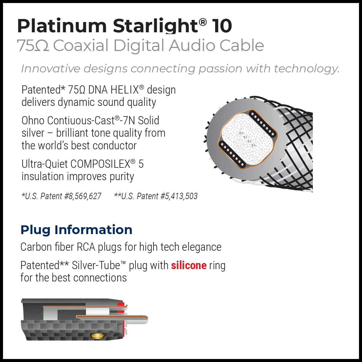 WireWorld Platinum Starlight 10 Koaxialkabel 1,0m RCA Reinsilber
