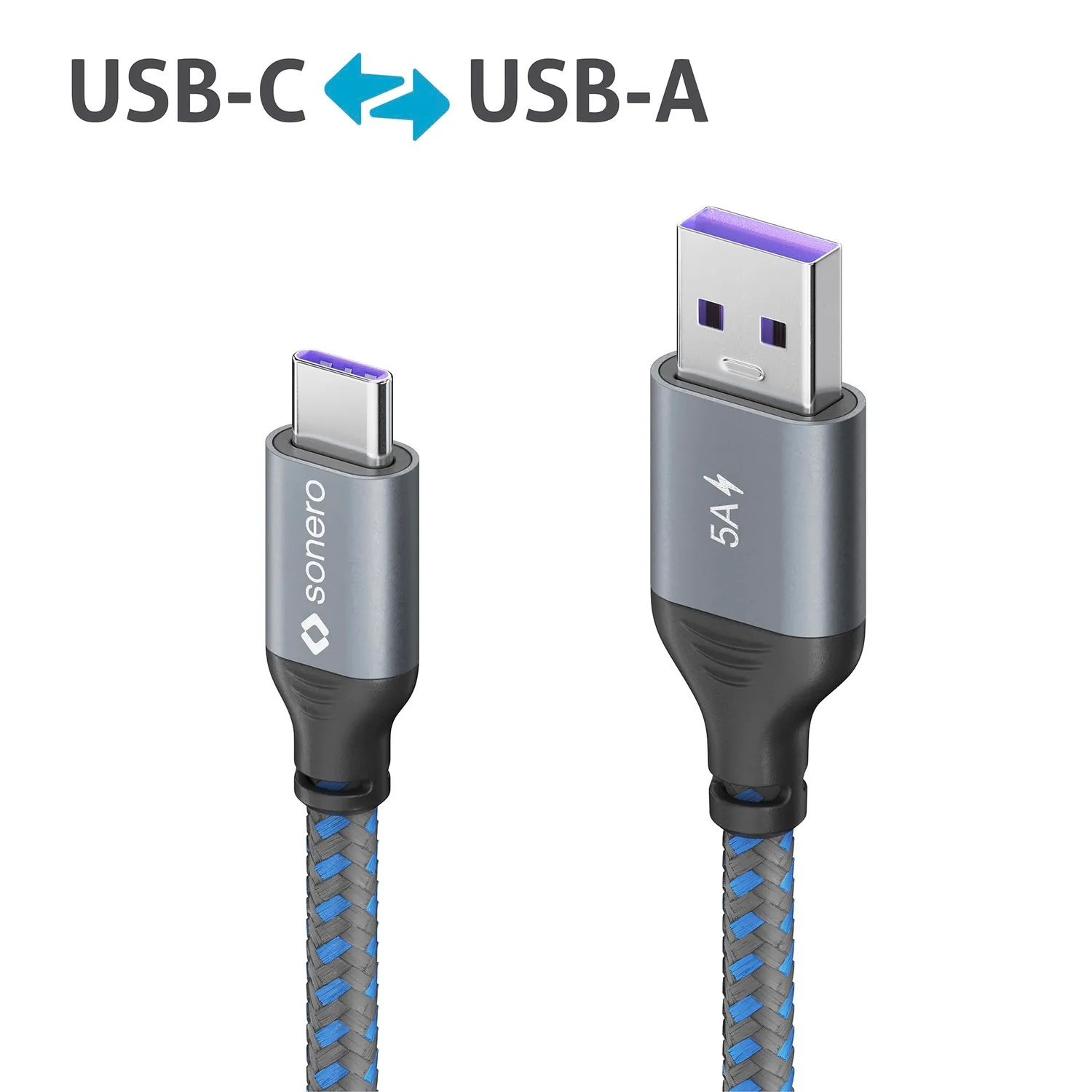 Sonero SPC-U110-005 USB Kabel 0,5m grau/blau 5A