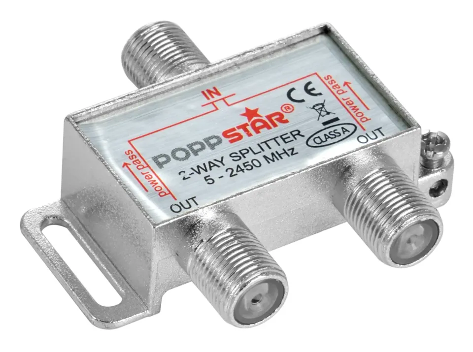 Poppstar Sat-Verteiler 2-fach Splitter F-Buchse 5-2450 MHz
