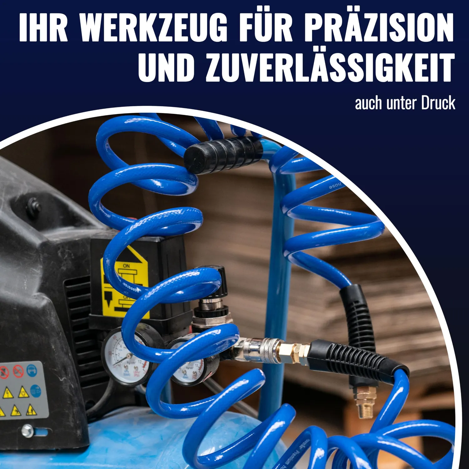 Poppstar Druckluft-Spiralschlauch 5 m G1/4 blau