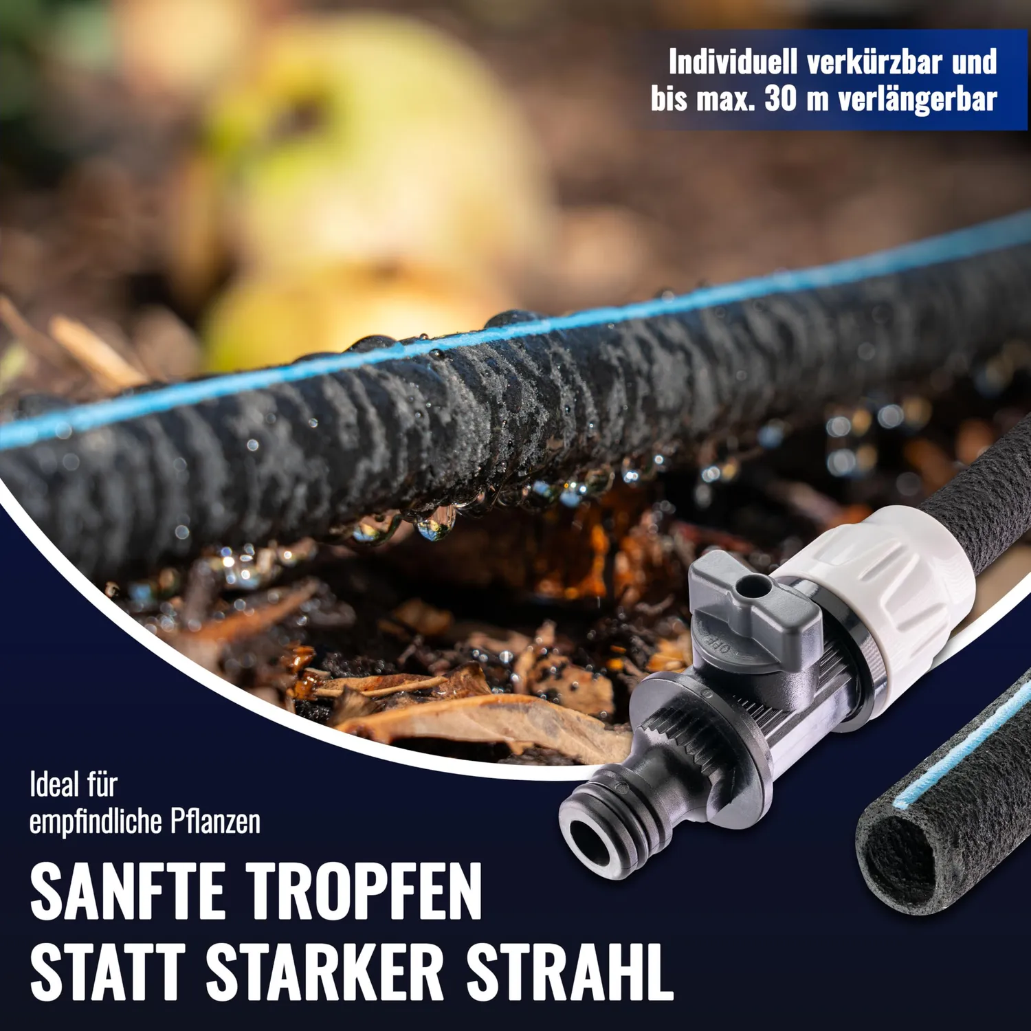Poppstar Perlschlauch 7,5m Tropfschlauch 1/2 Zoll schwarz