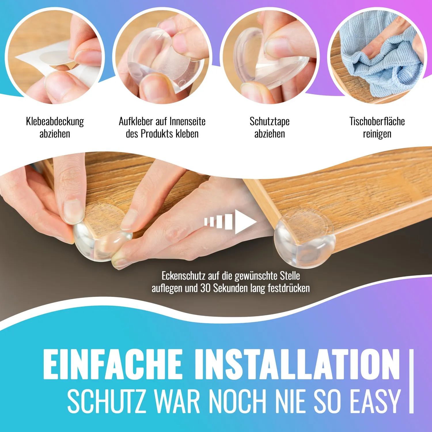 Poppstar Eckenschutz Baby transparent 30 Stück selbstklebend