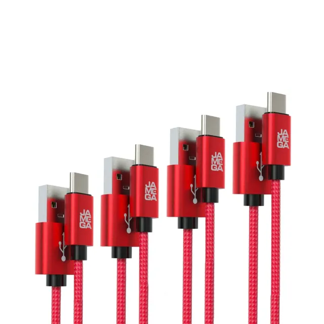 Jamega USB-C Kabel Rot 4er Pack Nylon 3A Set