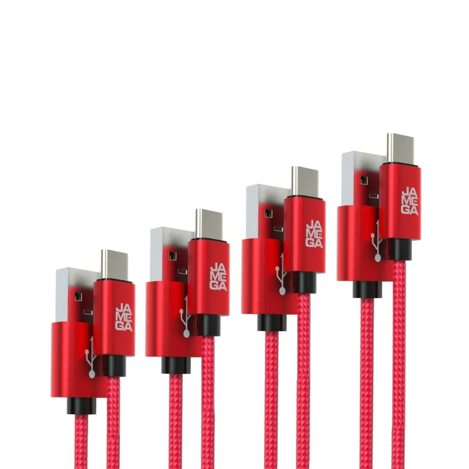 Jamega USB-C Kabel Rot 4er Pack Nylon 3A Set