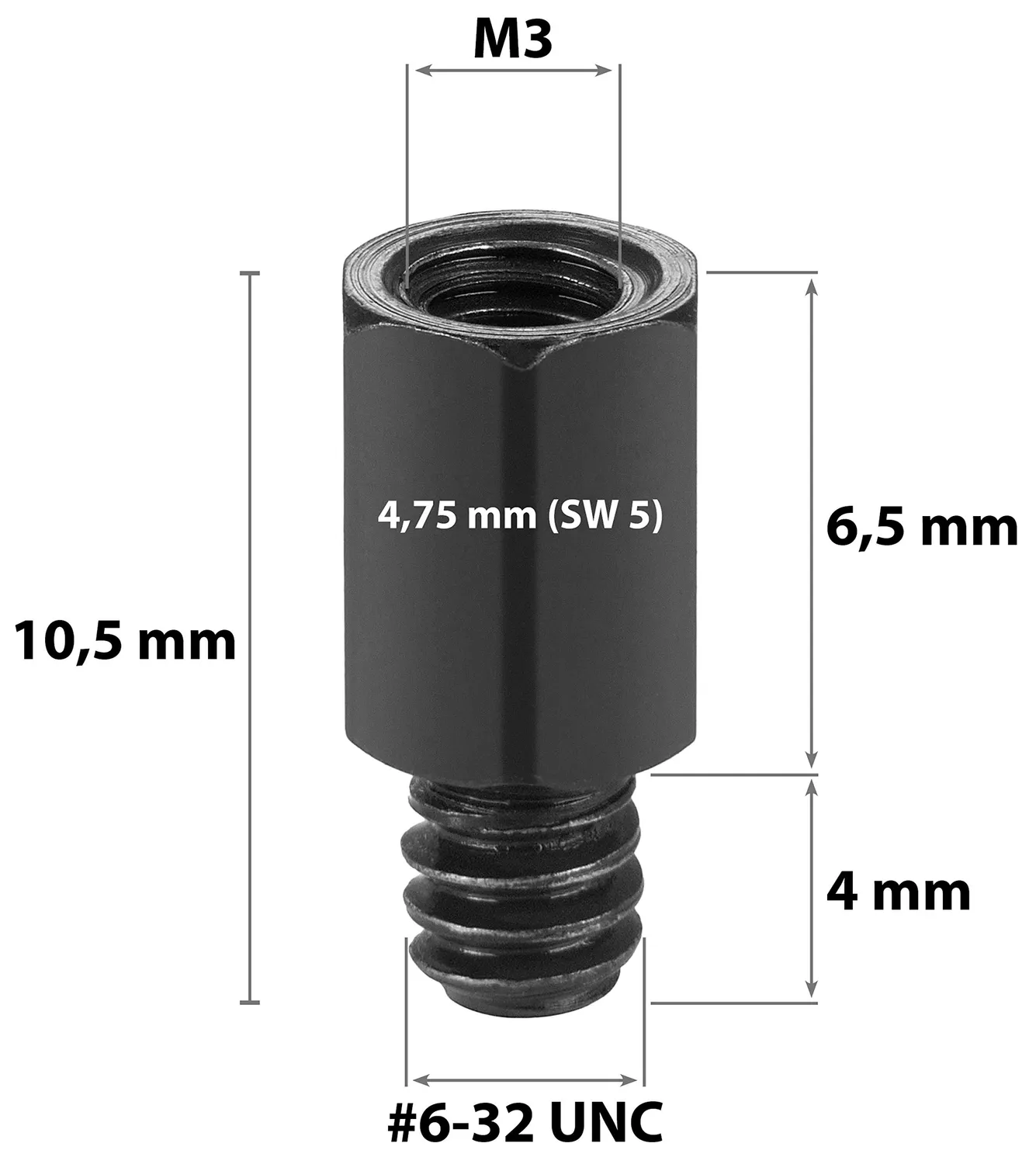 Poppstar 6-32 x 6,5+4 Abstandshalter 50 Stück M3 schwarz