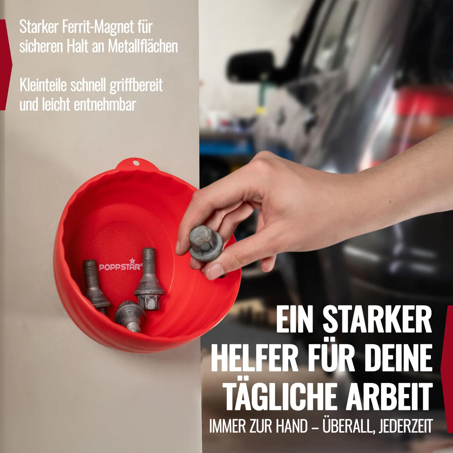Poppstar Magnetschale rund 14,5 cm rot 2 Stück