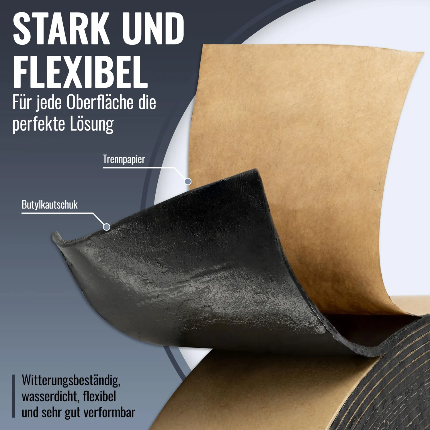 Poppstar Butyl Klebeband doppelseitig 5m x 50mm schwarz