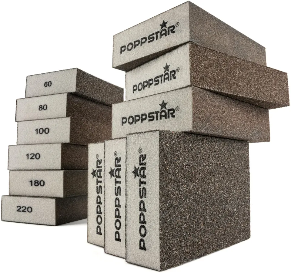 Poppstar Schleifschwämme 12er-Set 100x70mm Holz Metall