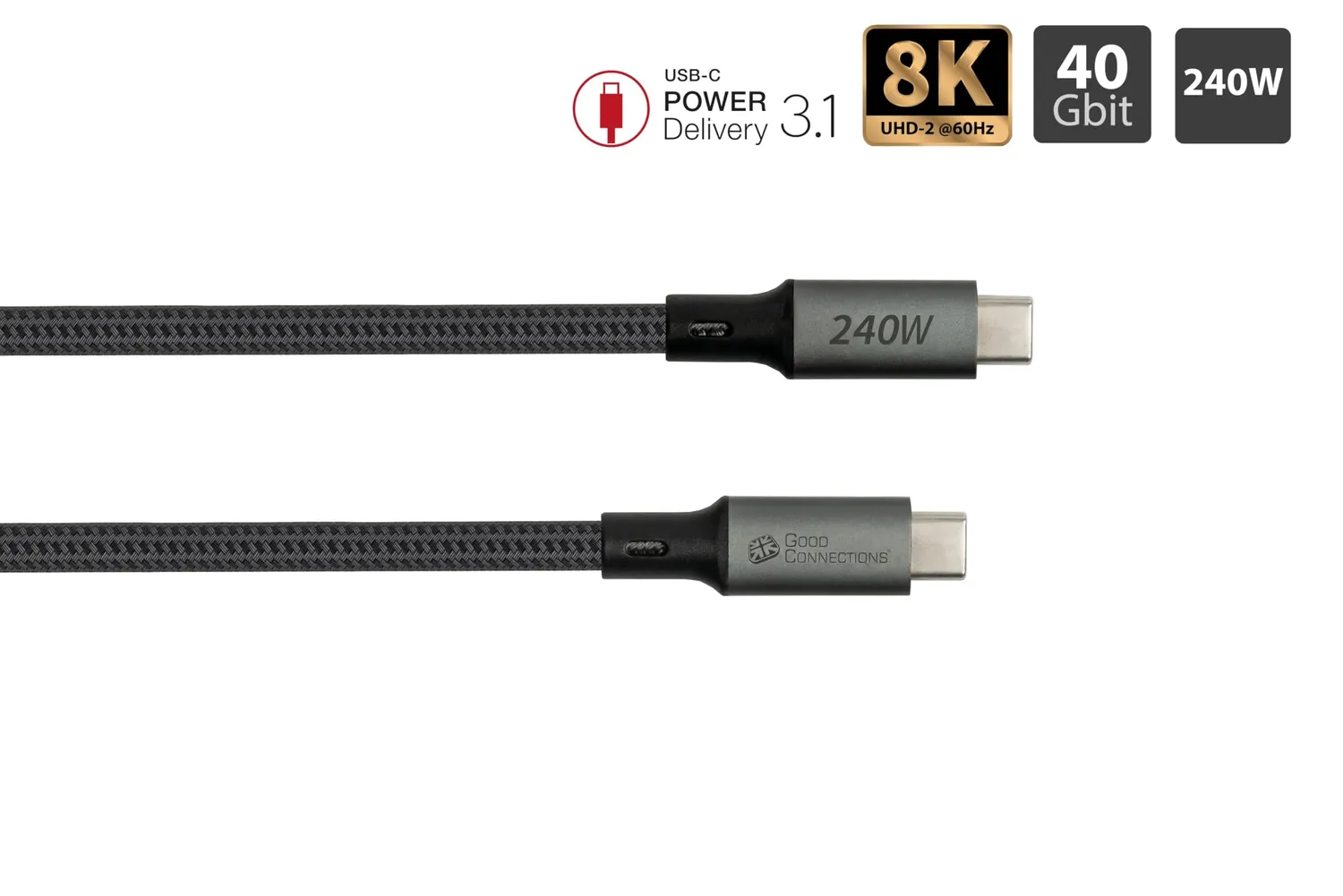 Good Connections USB 4.0 Gen 3x2 Kabel 0,5 m 40 Gbit/s 240 W