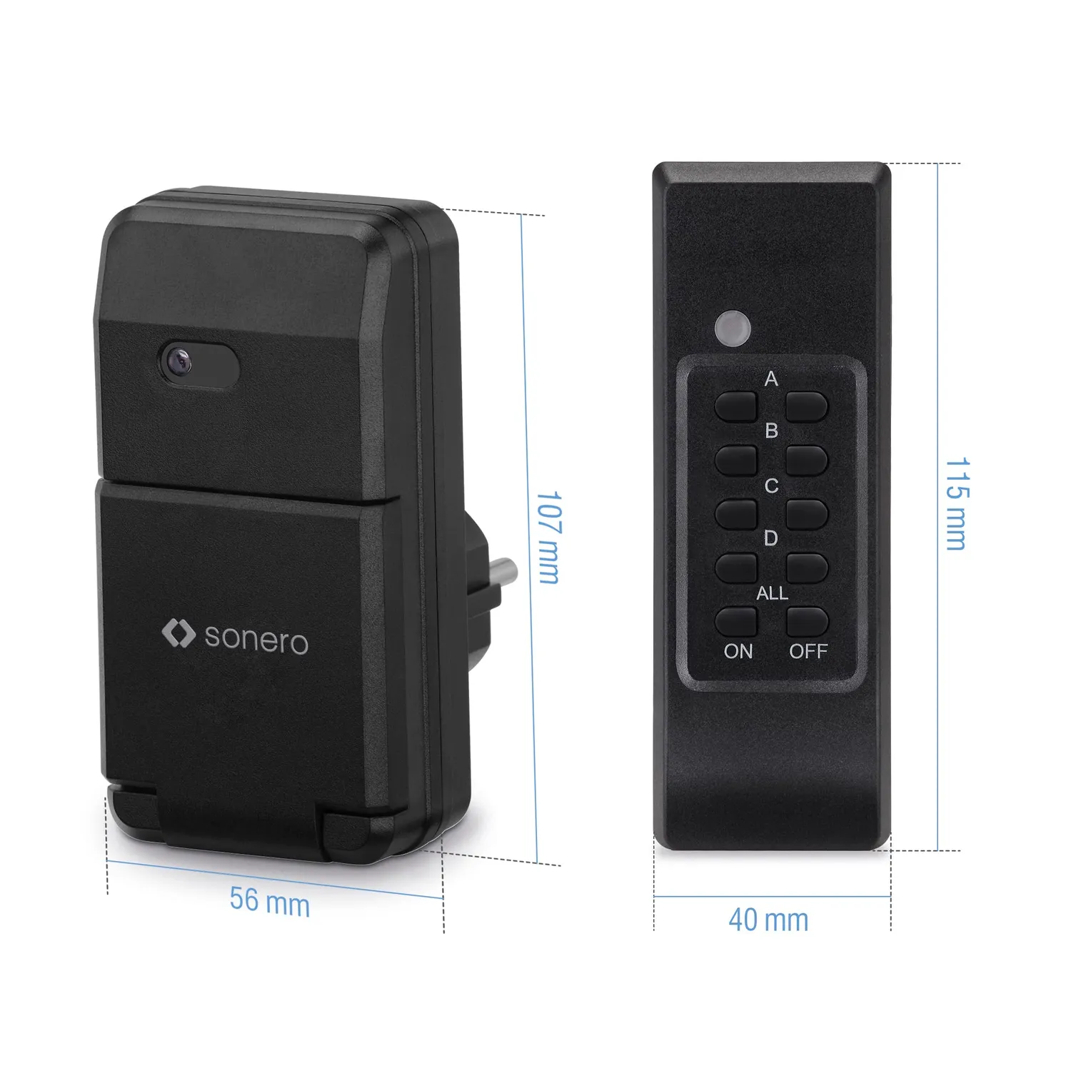 Sonero S-RCS302 Funksteckdosen Set 2er schwarz Outdoor