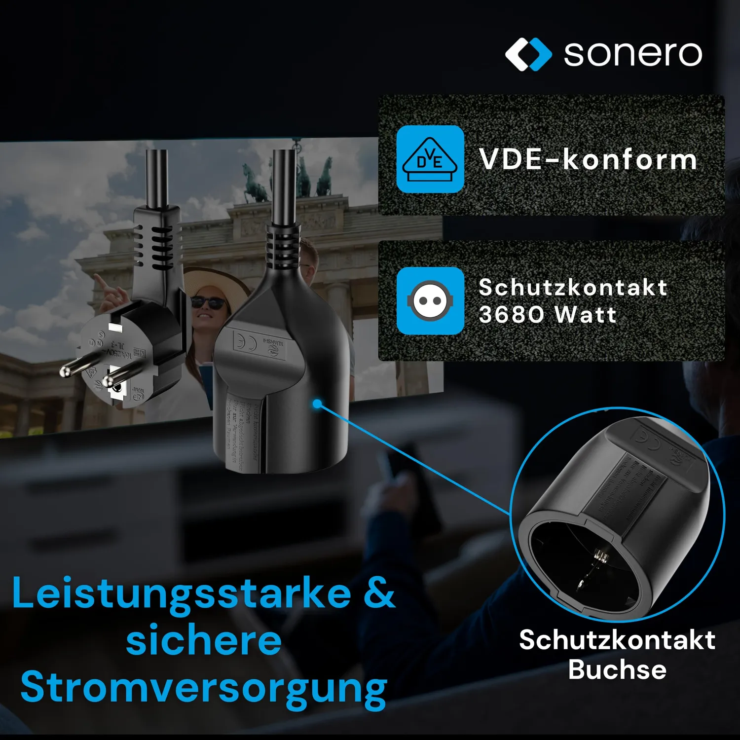 Sonero Verlängerungskabel X-STW-SBG-200B Schuko 20m Schwarz