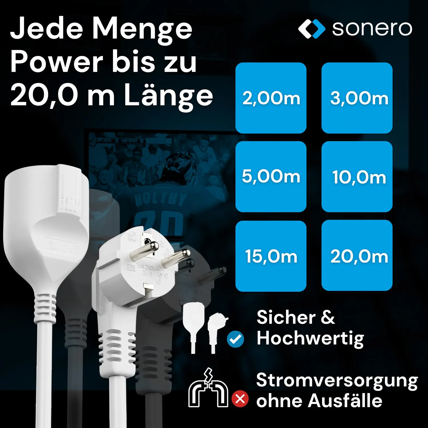 Sonero Verlängerungskabel X-STW-SWG-030W Schuko 3 m weiß