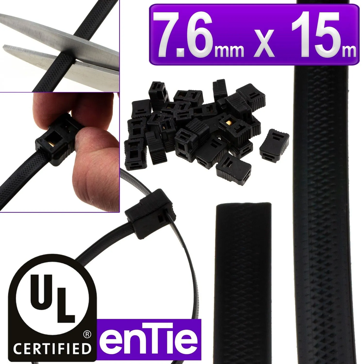 Kenable enTie Kabelbinder 15m 7,6mm 25 Köpfe zuschneidbar