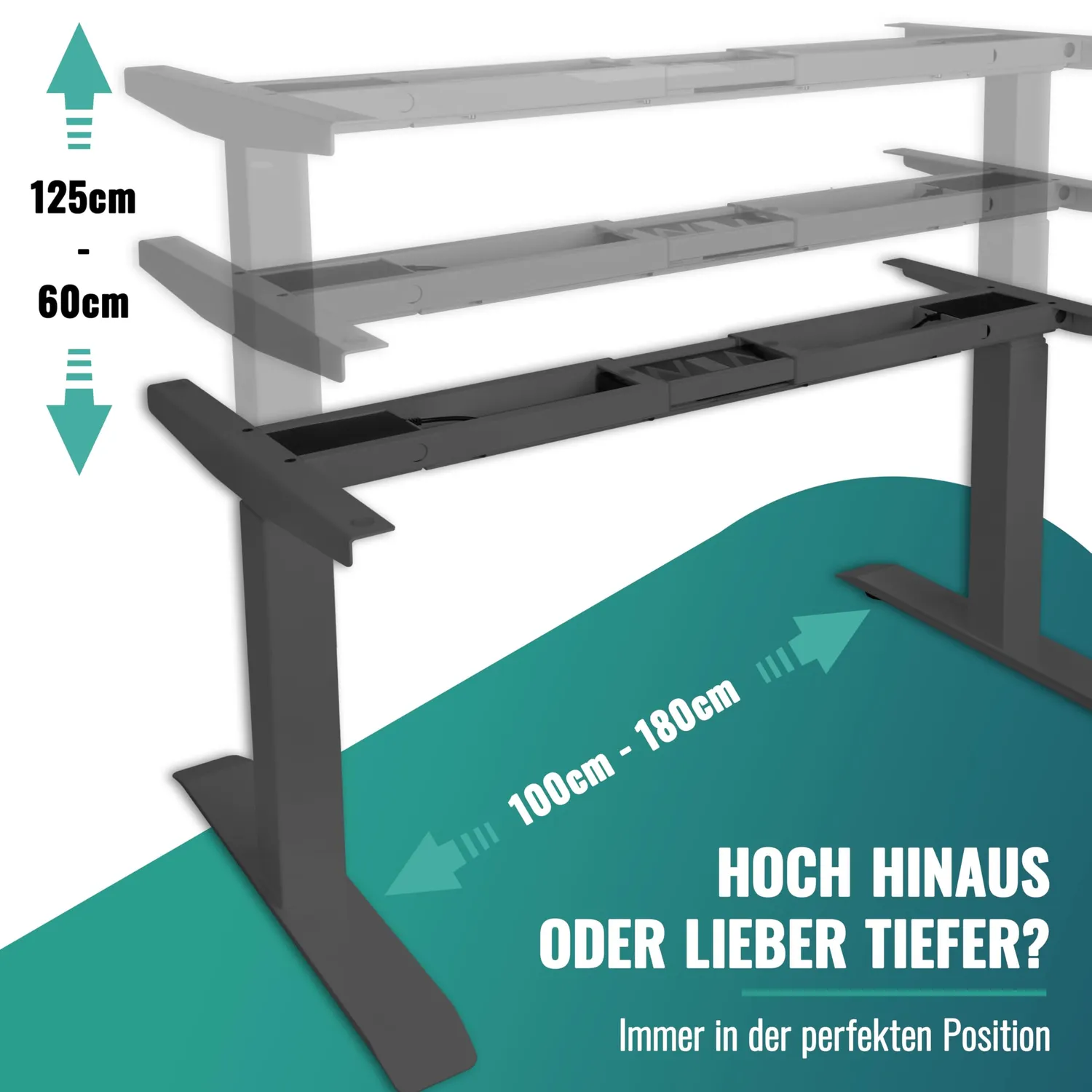 Poppstar Schreibtisch-Gestell höhenverstellbar Anthrazit Dual