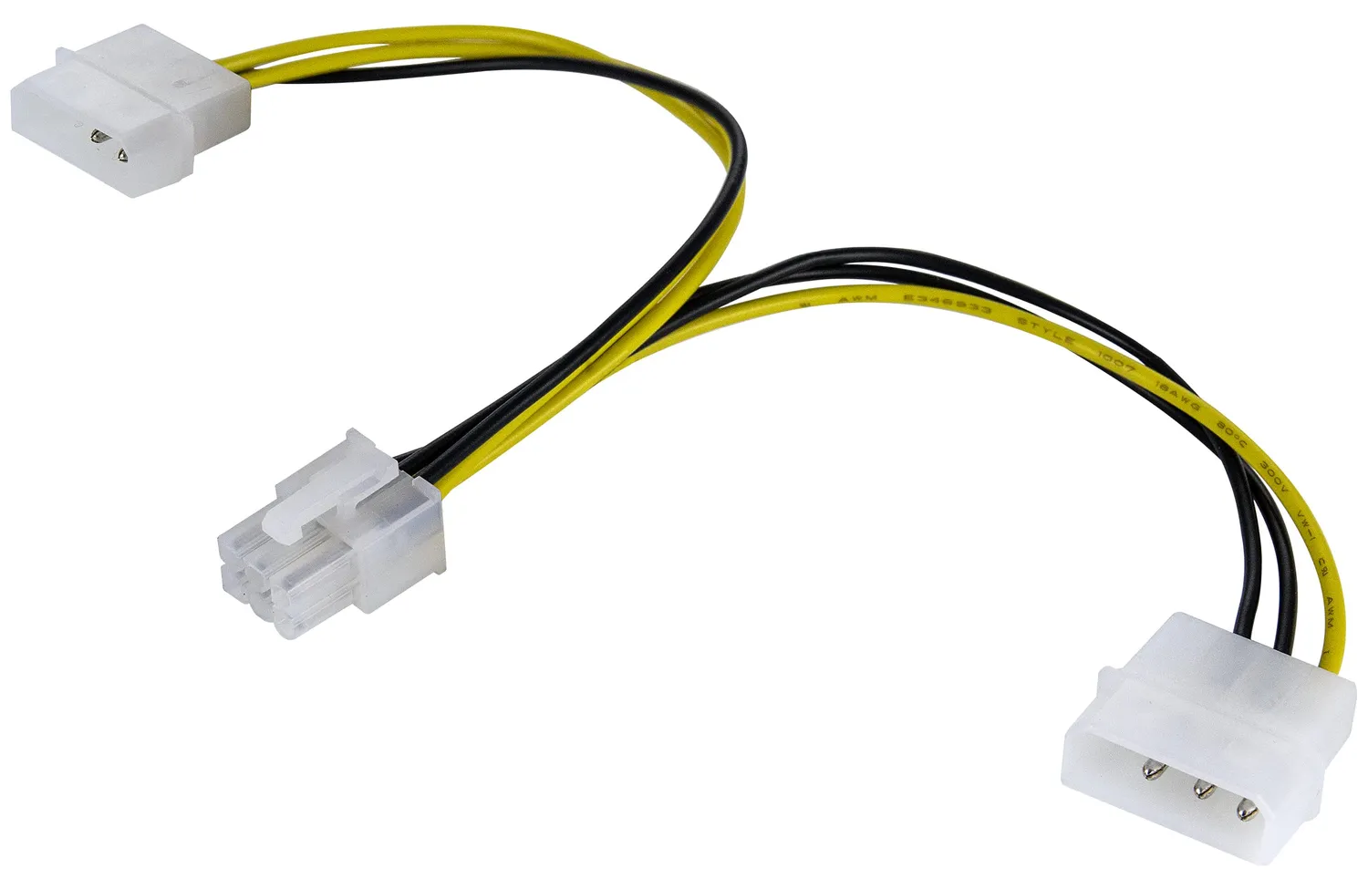 Poppstar PCIe Y-Stromkabel Molex auf 6-polig 15cm Grafikkarten