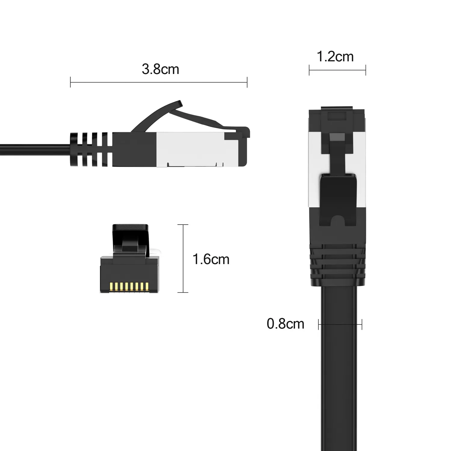 JAMEGA Cat.8.1 Flach Netzwerkkabel 1,5 m schwarz