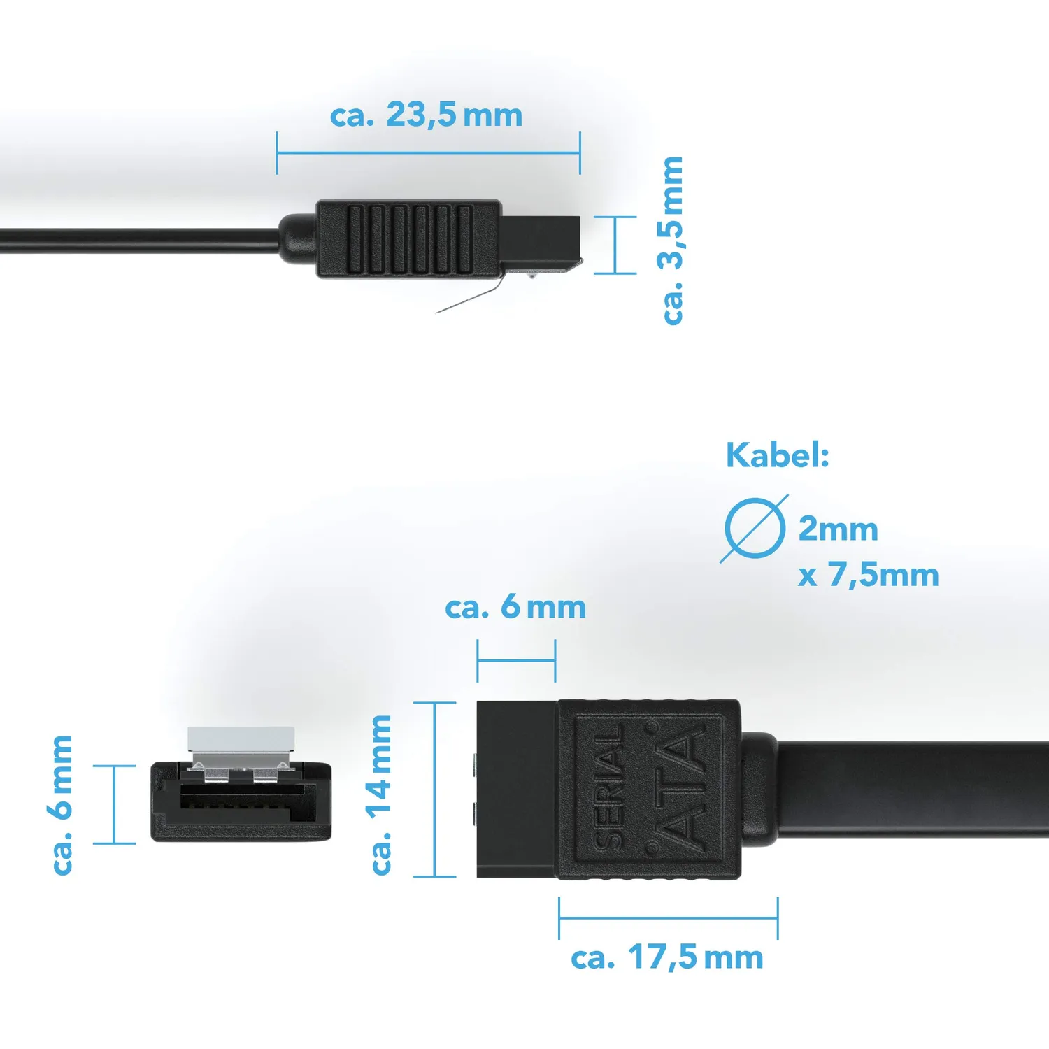 Jamega SATA III Kabel 3x 0,5m Schwarz 6 Gbit/s
