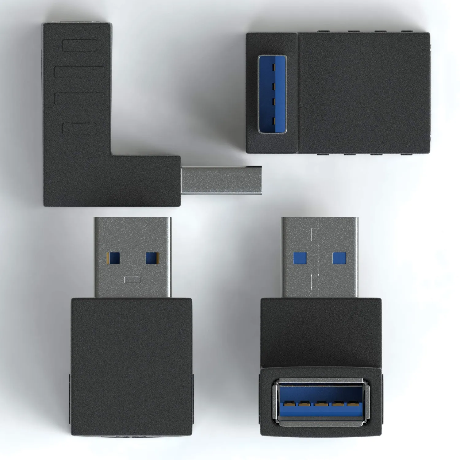 JAMEGA USB 3.0 Winkeladapter 270° 2er Pack schwarz
