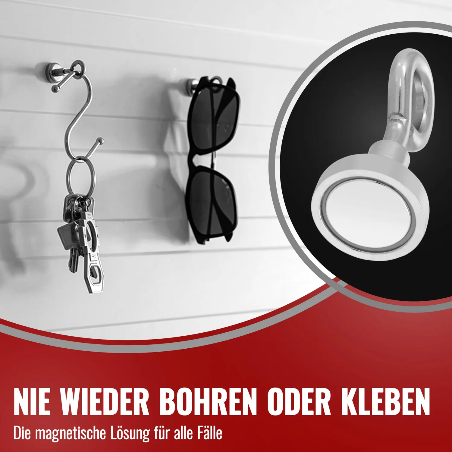 Poppstar Ösenmagnete Neodym 8 kg 20 Stück silbern
