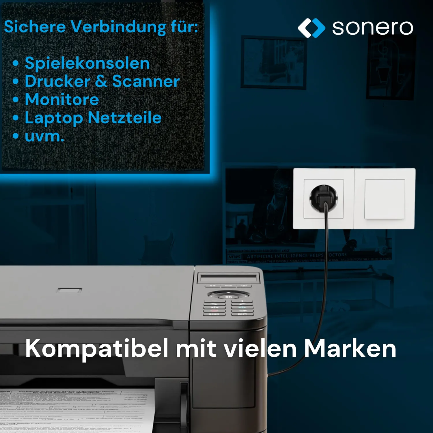 Sonero Kaltgerätekabel C13 Netzkabel 5m schwarz