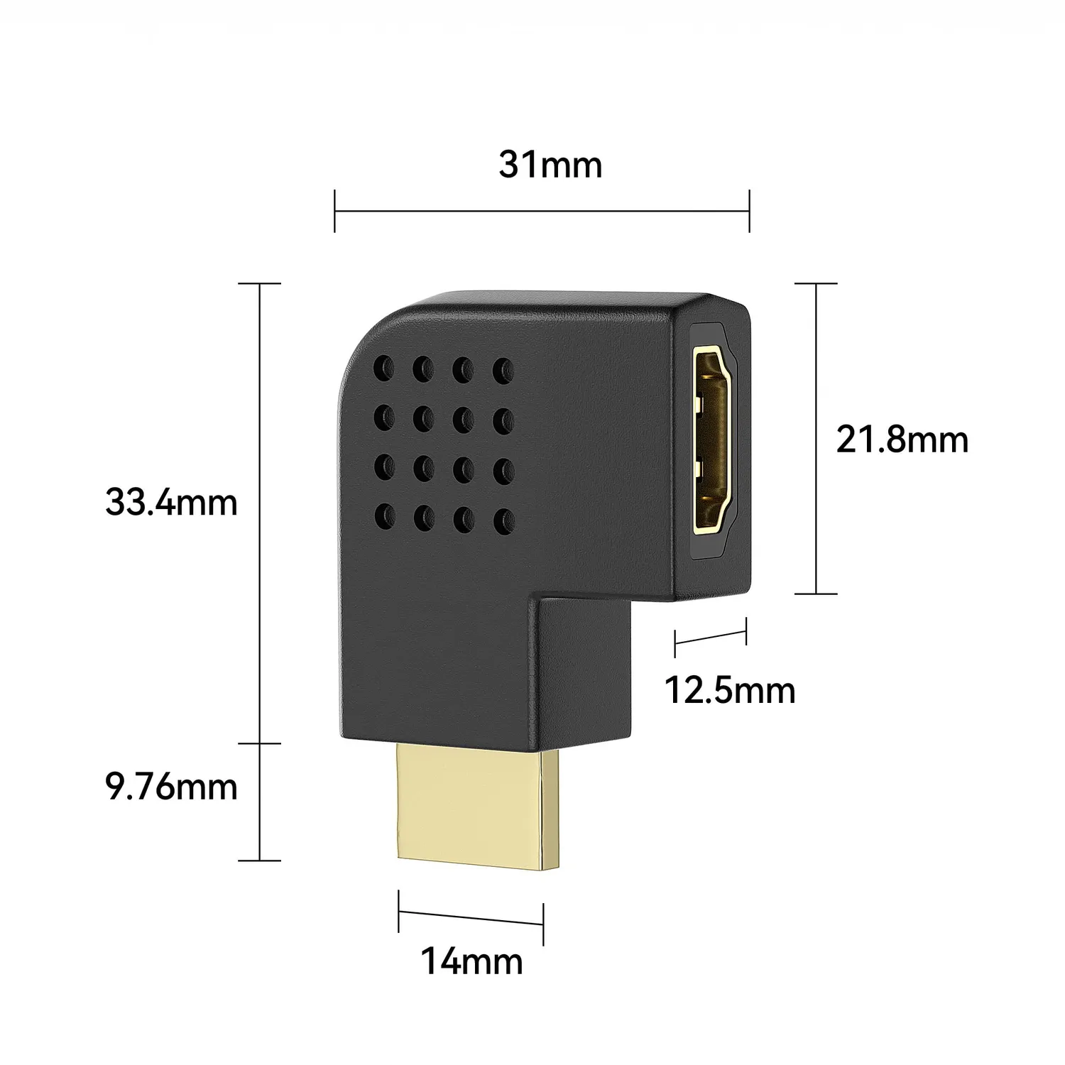 JAMEGA HDMI Winkeladapter 90°+270° 2er Set 4K Flach