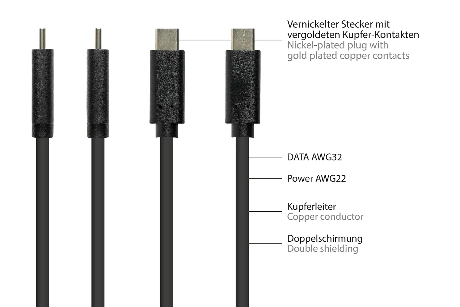 Good Connections USB-C Verlängerung 3.2 Gen2 1m 100W schwarz