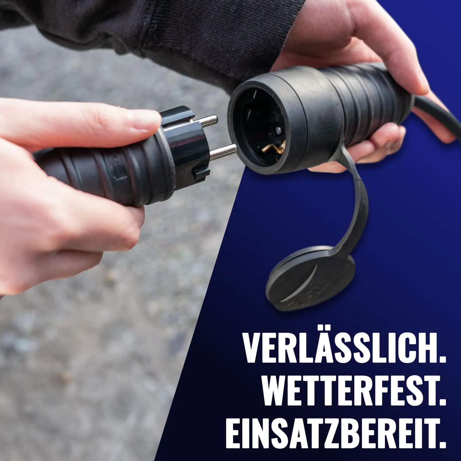 Poppstar Schuko Stecker IP44 mit Knickschutz schwarz