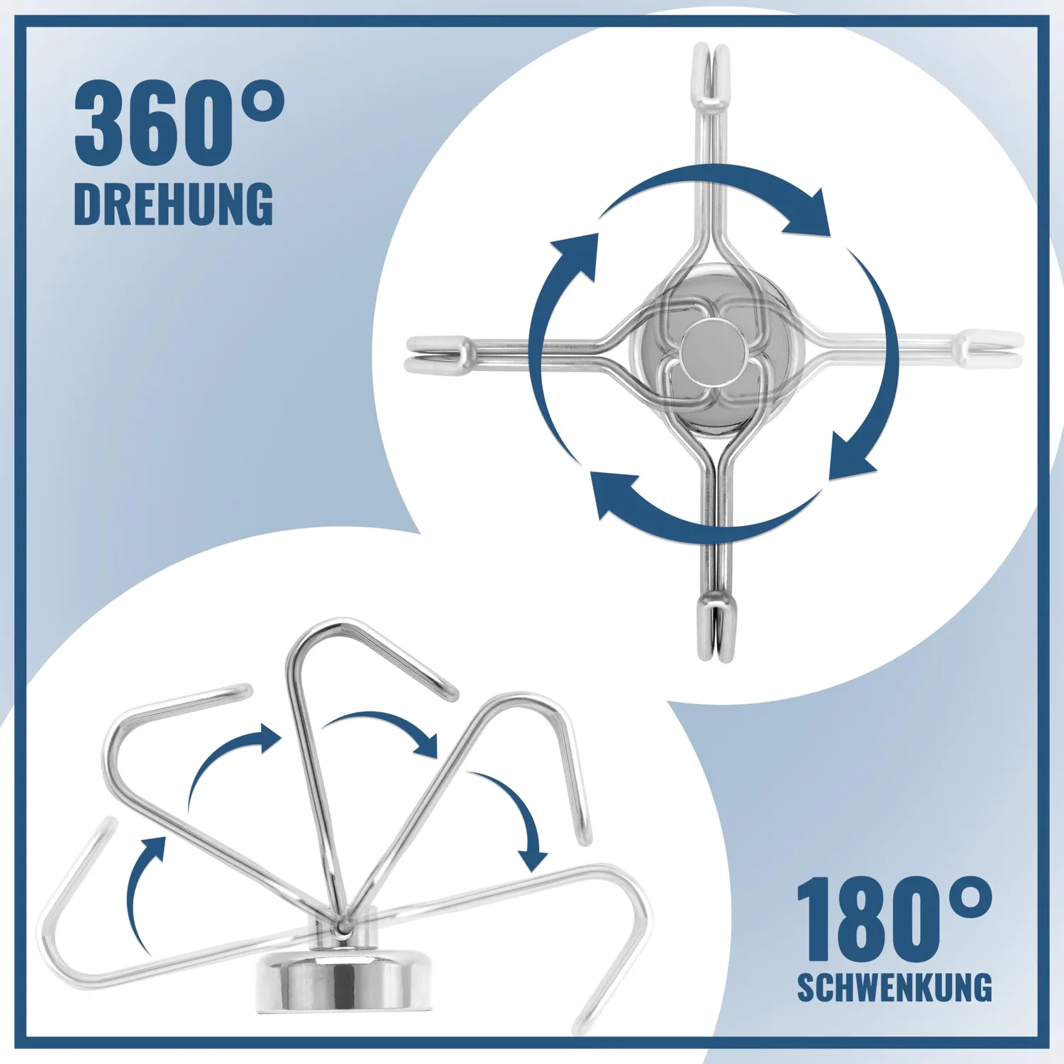 Poppstar Magnethaken extra stark drehbar Haken 8 Stück 15 kg