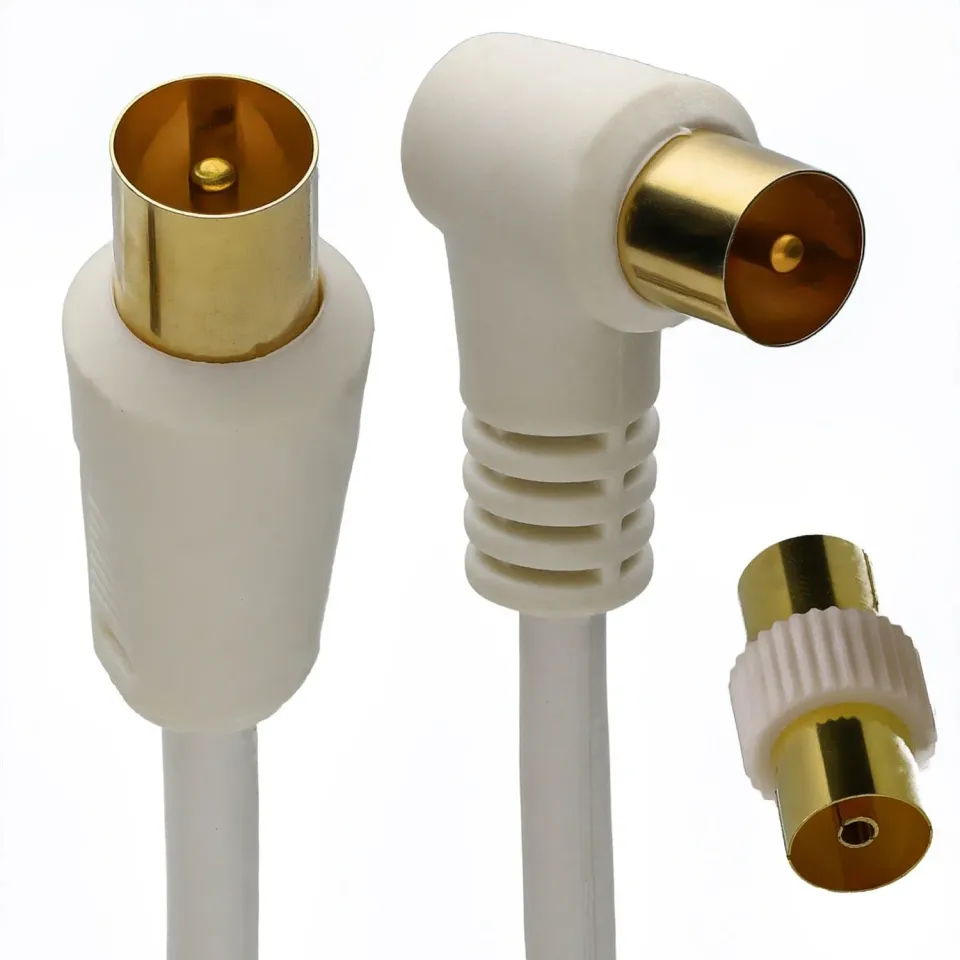 Kenable Antennenkabel Winkel 2m weiß mit Kupplung