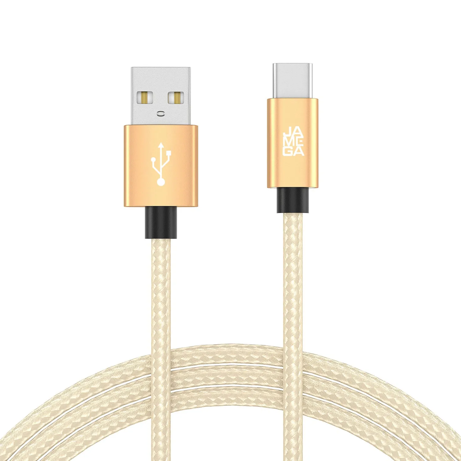 JAMEGA USB-C Ladekabel 0,5m Gold Nylon 3A Fast Charge