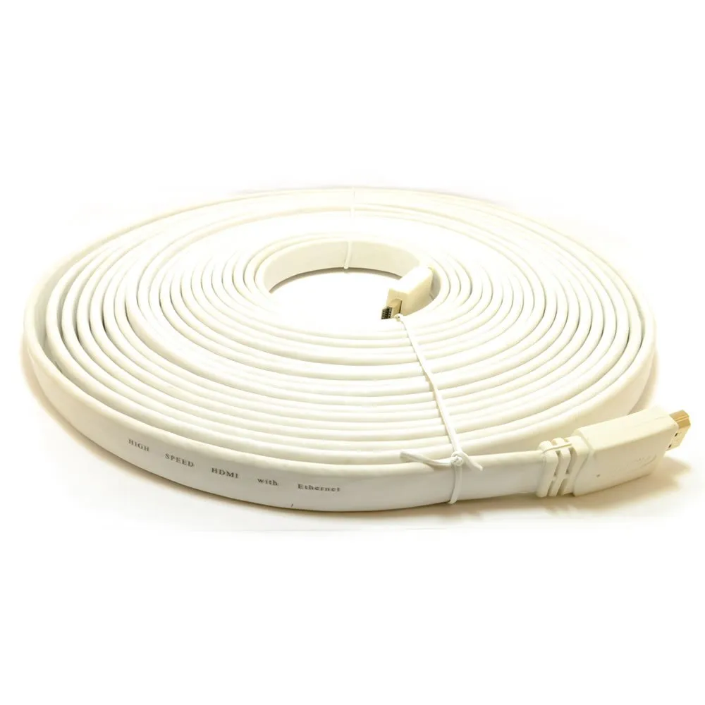 Kenable HDMI Kabel flach 10m weiß High Speed