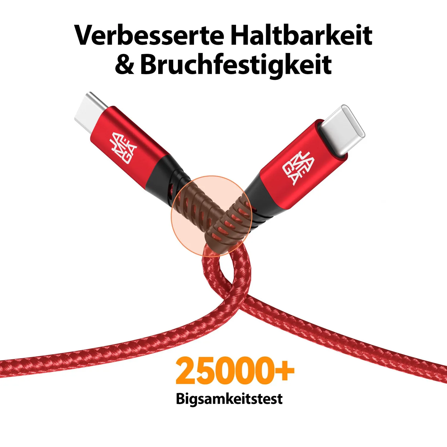 Jamega USB-C Kabel rot 4er Pack 0,5m 1m 2m 3m Fast Charge