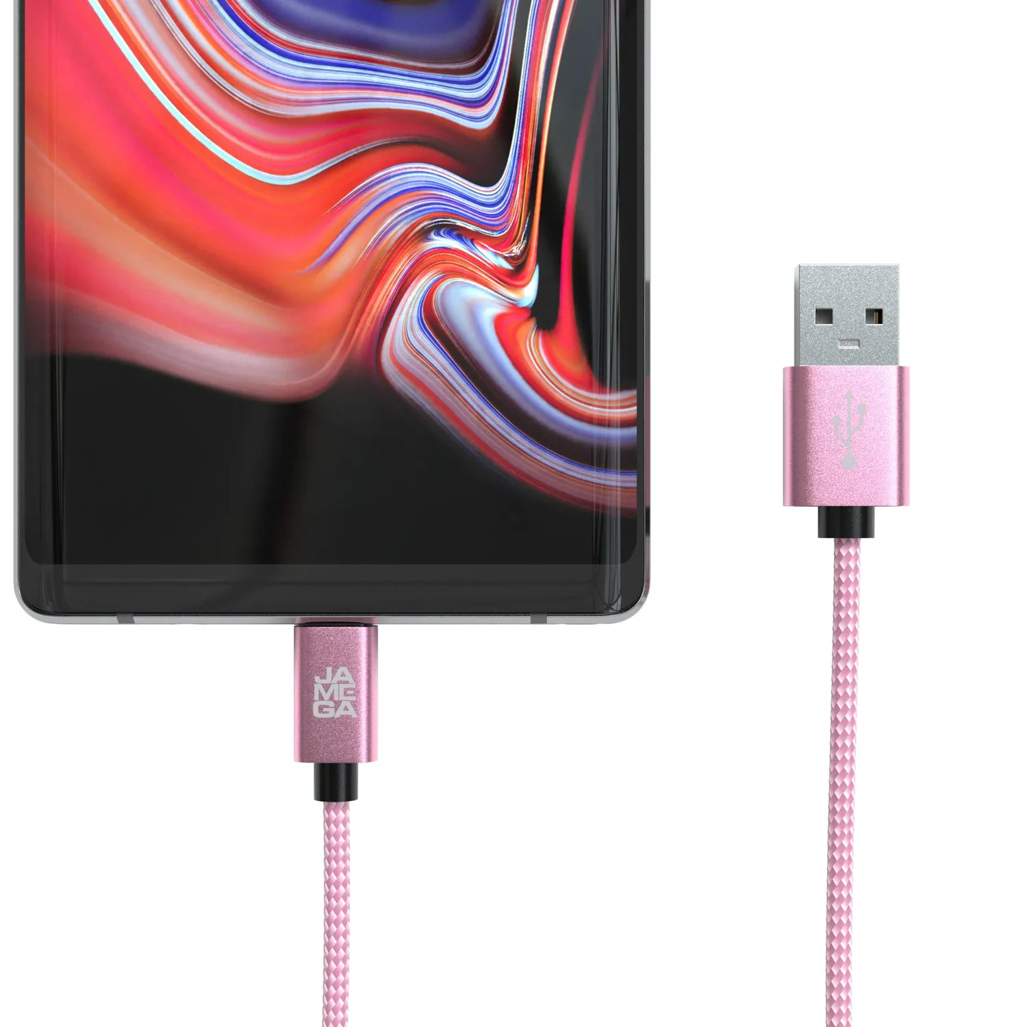 JAMEGA USB-C Kabel RoseGold 3m 2 Stück Nylon 3A