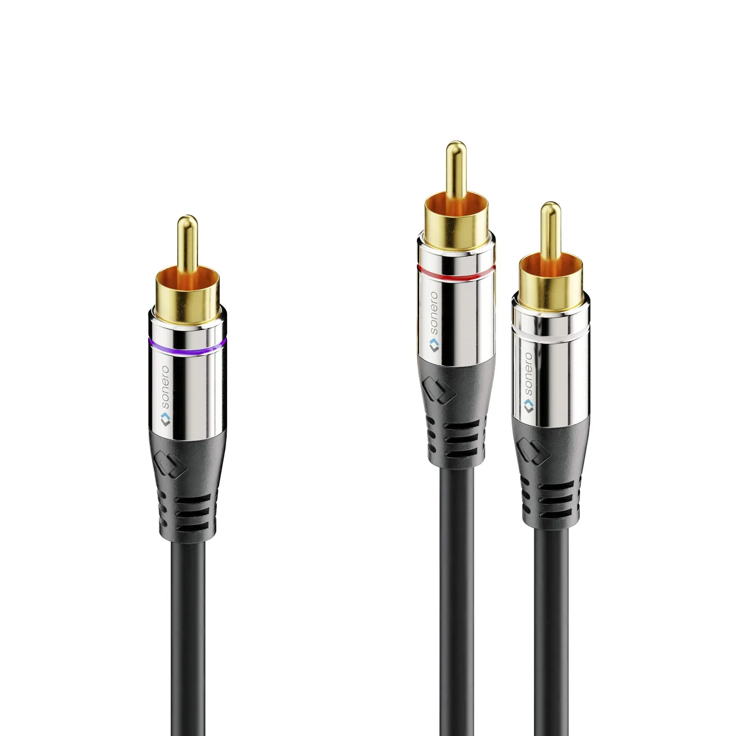 Sonero S-AC900-020 Cinch-Y-Kabel 2m schwarz vergoldet