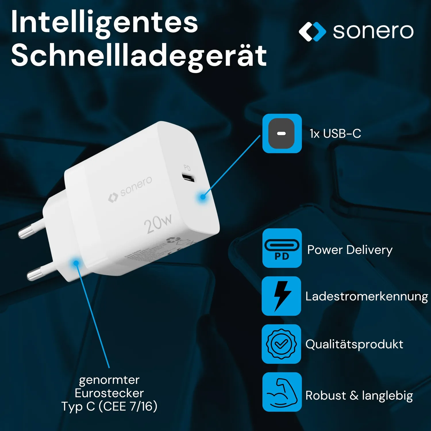 Sonero X-PS101 USB-C Ladegerät 20 W PD weiß