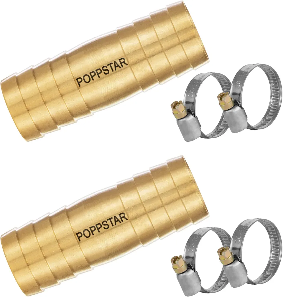 Poppstar Schlauchverbinder Messing 3/4 Zoll 2er-Set
