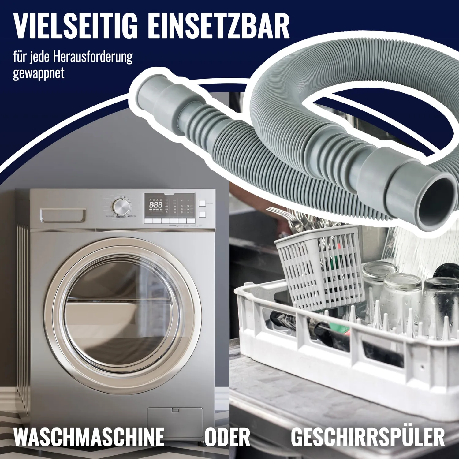Poppstar Waschmaschinenschlauch Verlängerung 3/4" 60-200cm Set