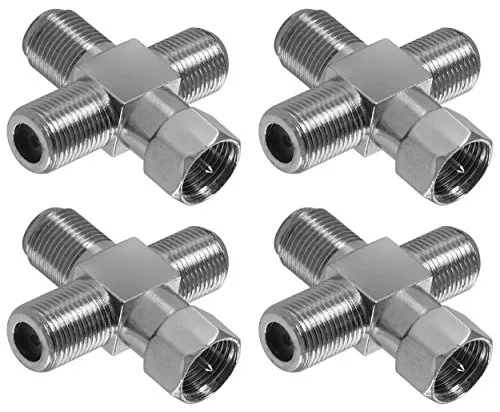 Poppstar Sat Verteiler Kreuz-Adapter 2er Set Silber