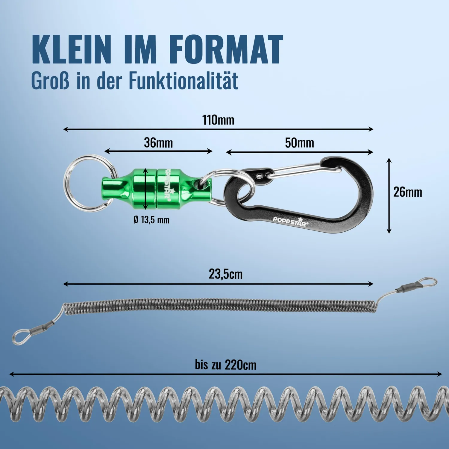 Poppstar Clip-Magnet Karabiner grün 2er Set