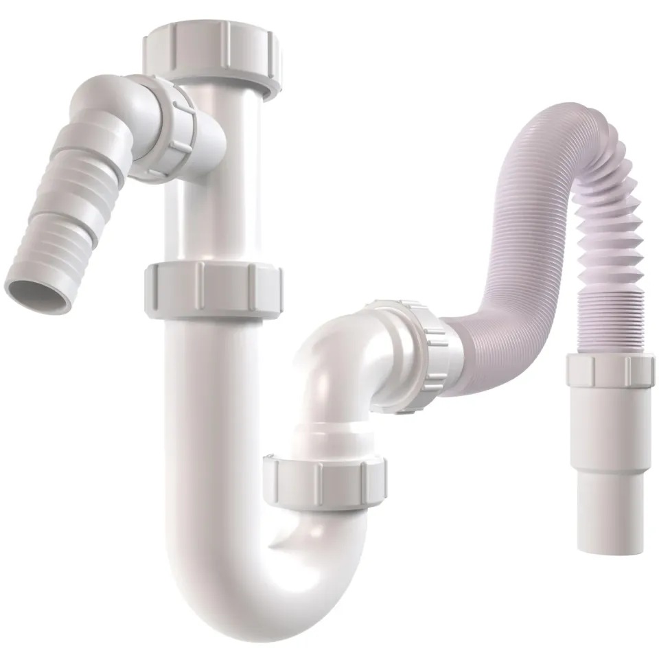 Poppstar Siphon flexibel U-Form 1 Geräteanschluss weiß