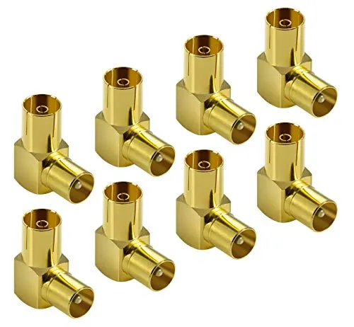 Poppstar Antennen Winkeladapter 90° IEC Stecker Buchse 4x vergoldet