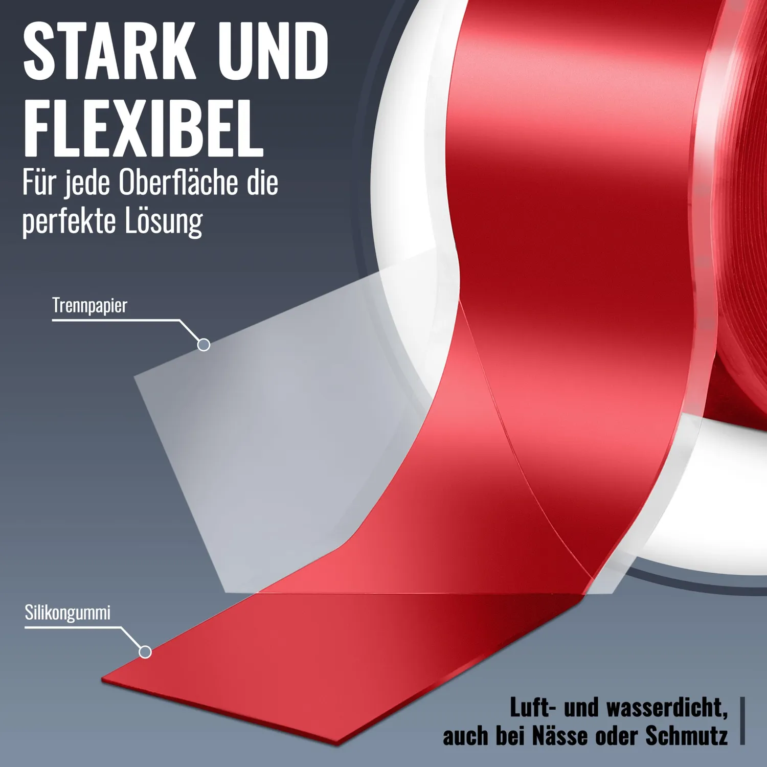 Poppstar Silikonband selbstverschweißend 3 m rot 25 mm