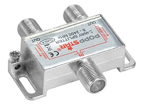 Poppstar Sat-Verteiler 2-fach Splitter F-Buchse 5-2450 MHz